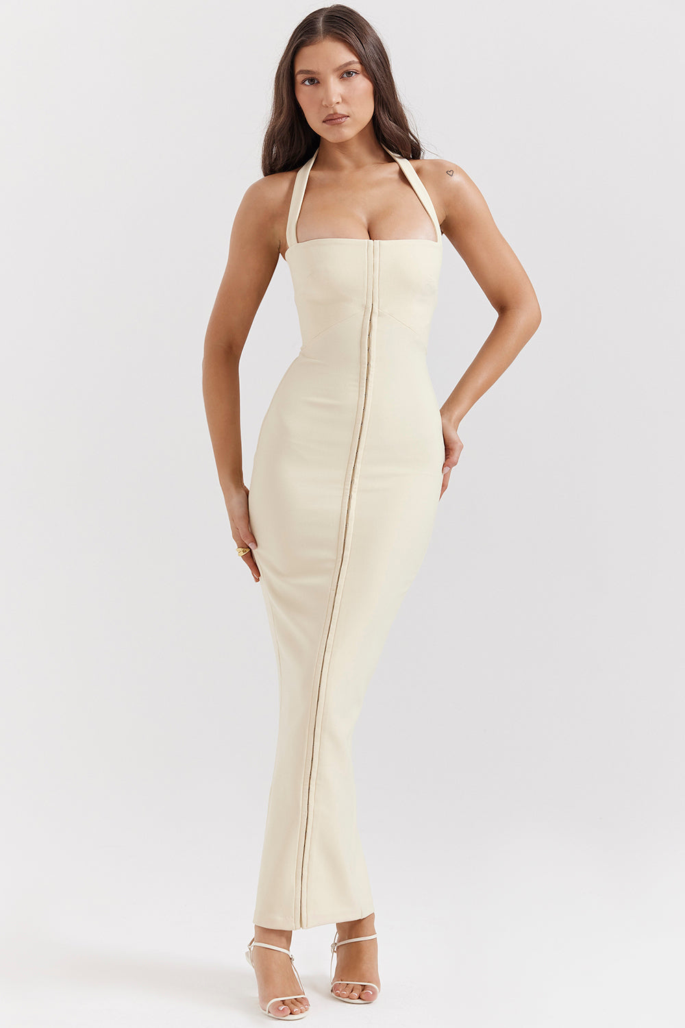 Ecru halter maxi dress