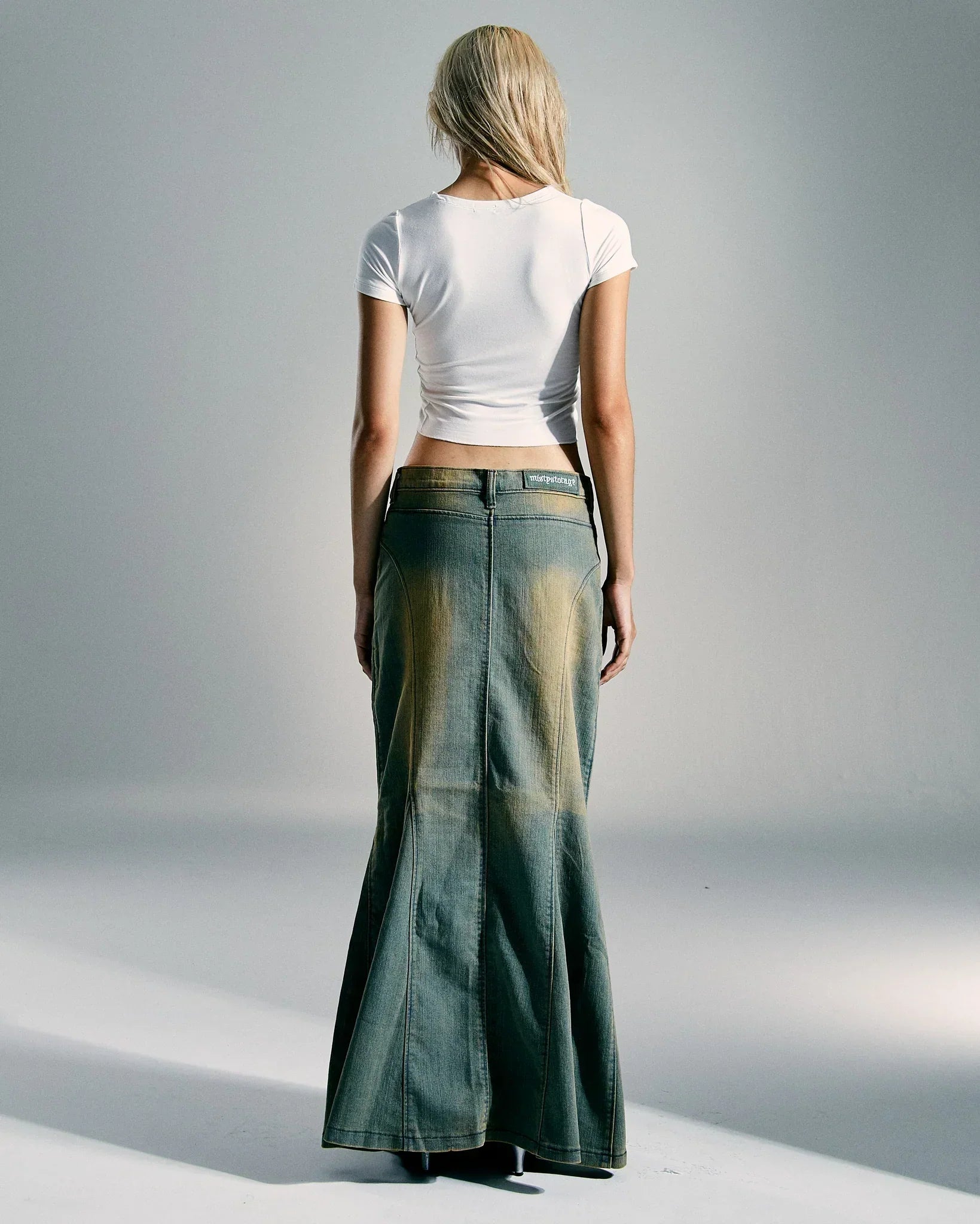 Long denim skirt