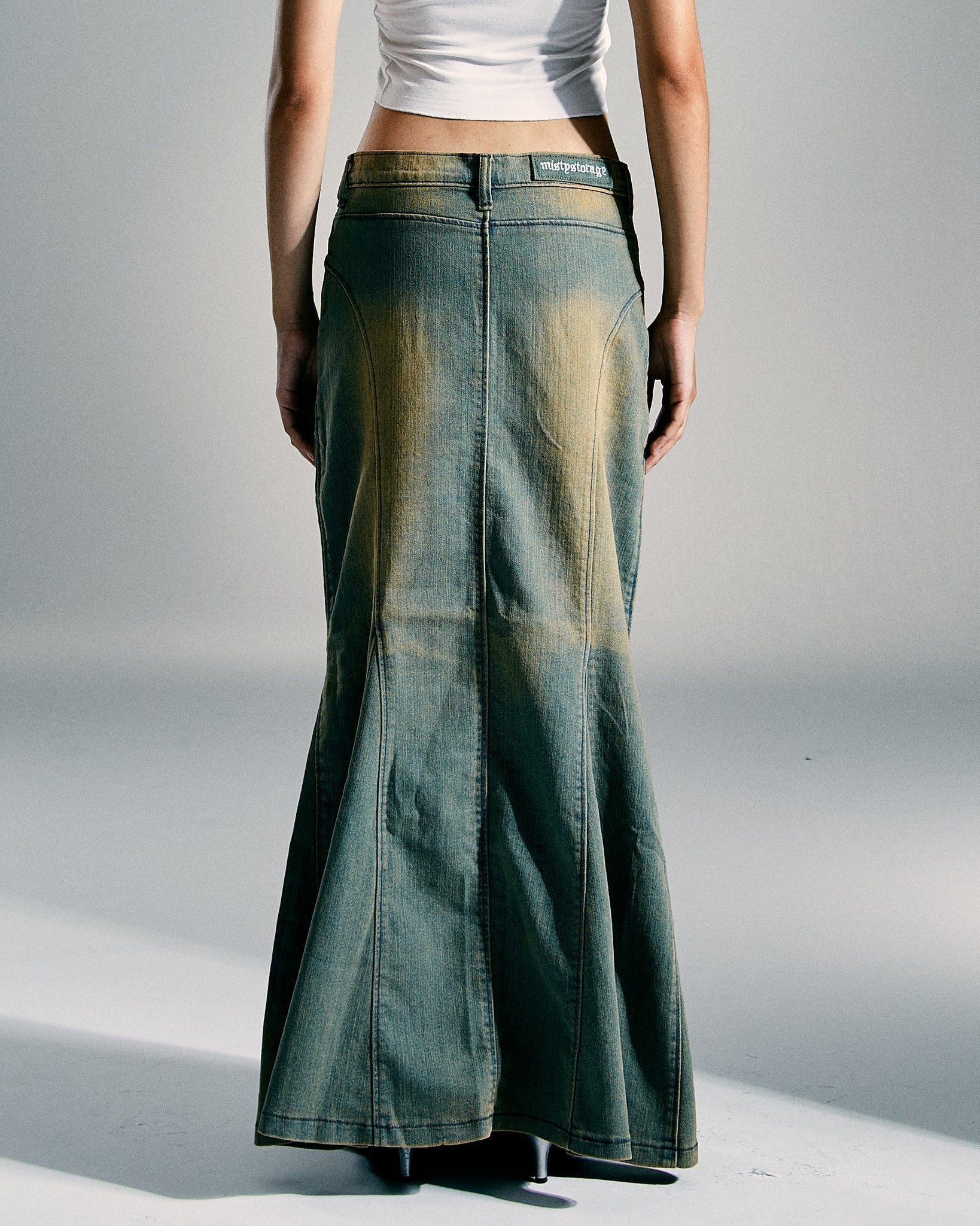 Long denim skirt