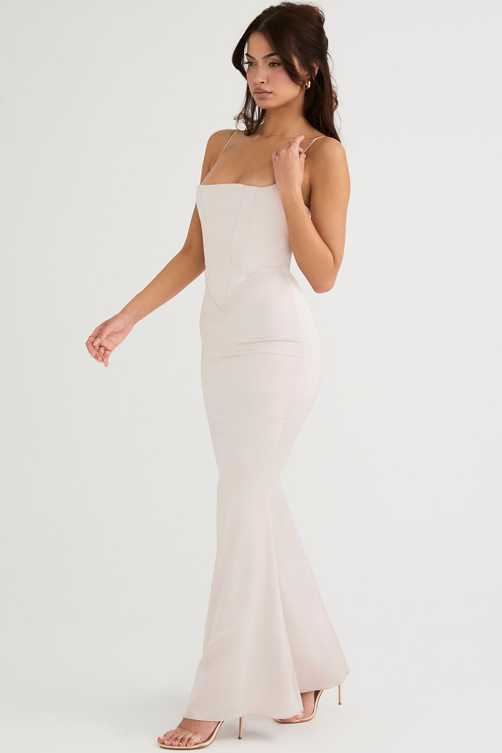 Periwinkle maxi dress with satin corset