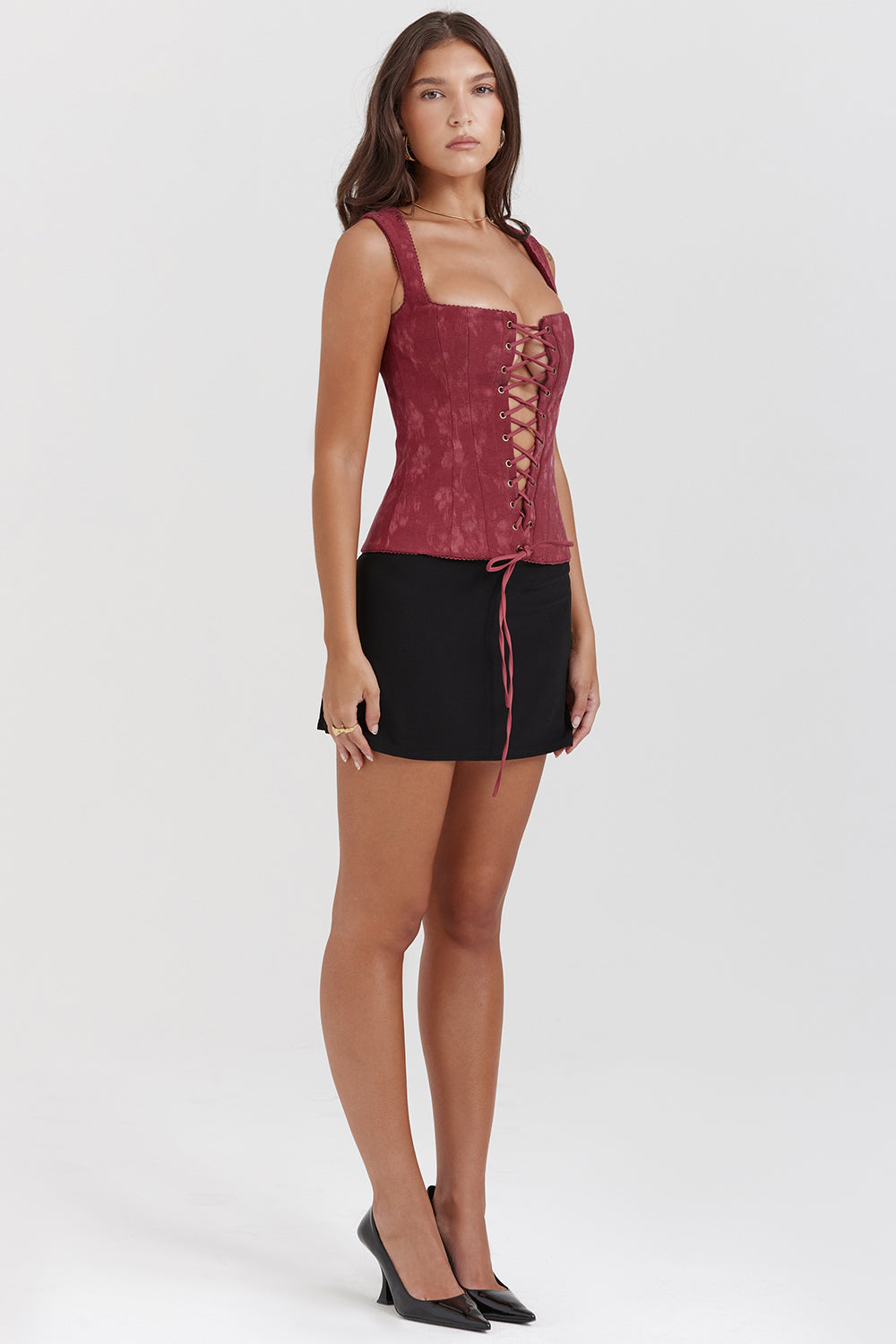 Merlot floral corset