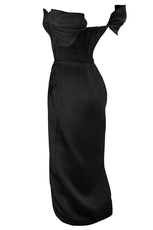 Satin off shoulder dress