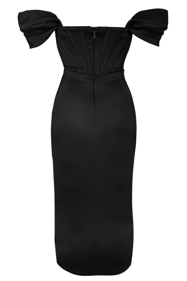 Satin off shoulder dress