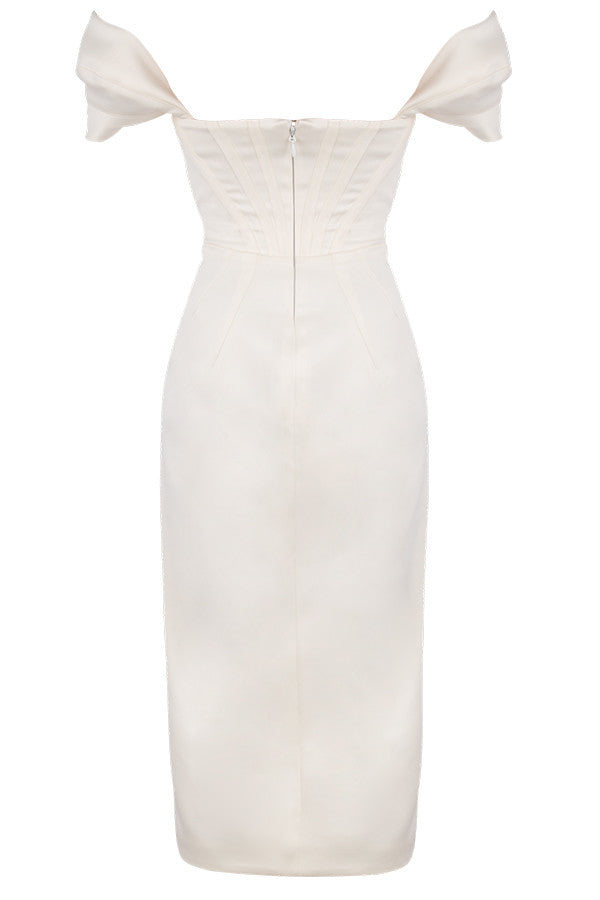 Satin off shoulder dress