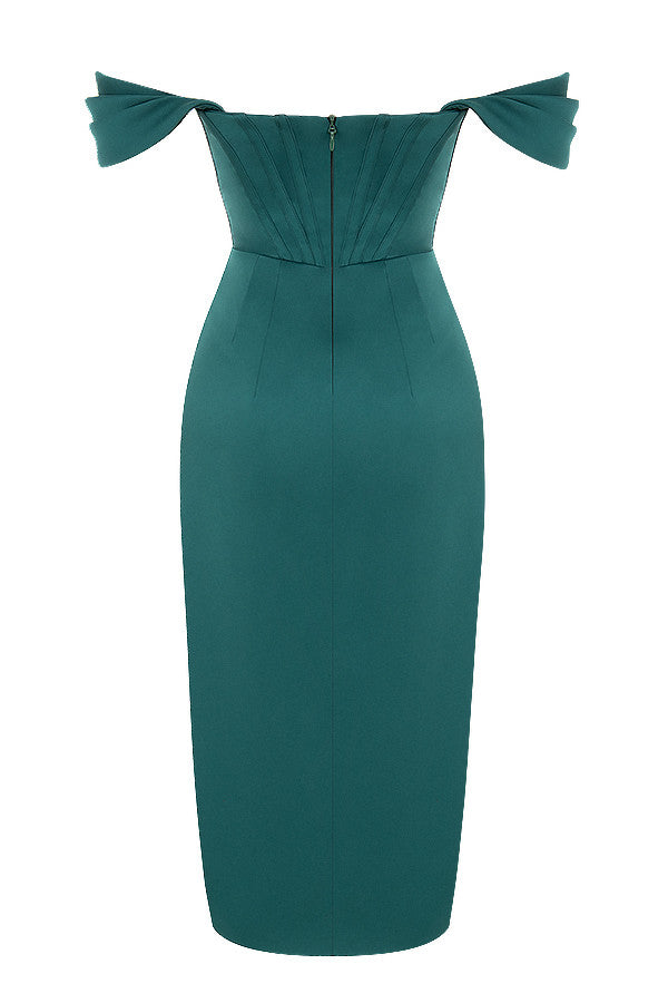 Satin off shoulder dress