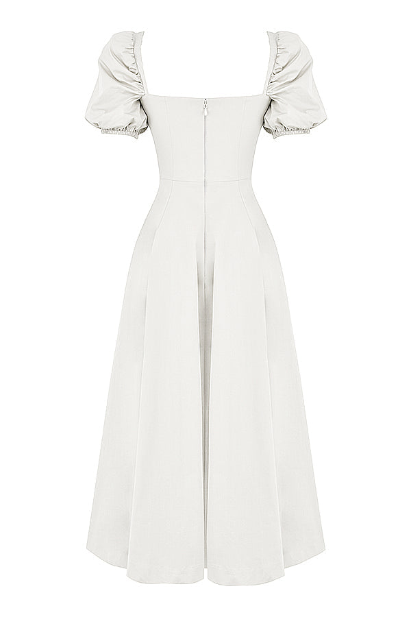 Midi sundress with puff sleeves
