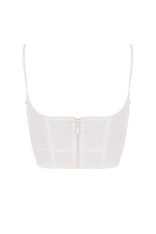 White cropped poplin corset