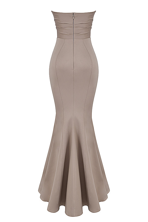 Mushroom satin strapless dress