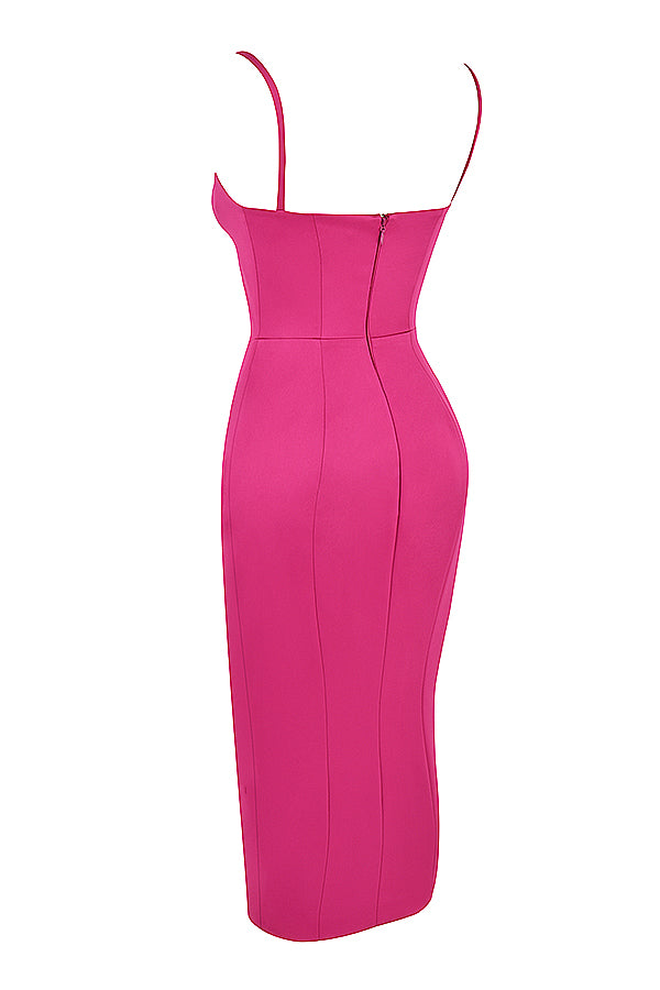 Midi dress with satin corset