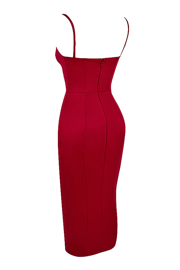 Midi dress with satin corset