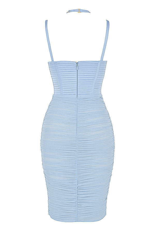 Midi dress with pleated corset