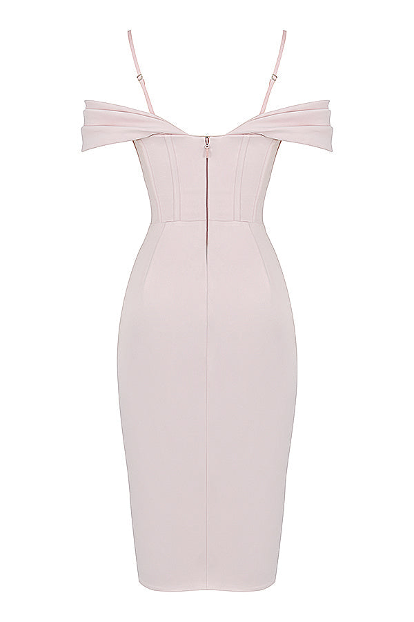 Blushing off shoulder corset dress