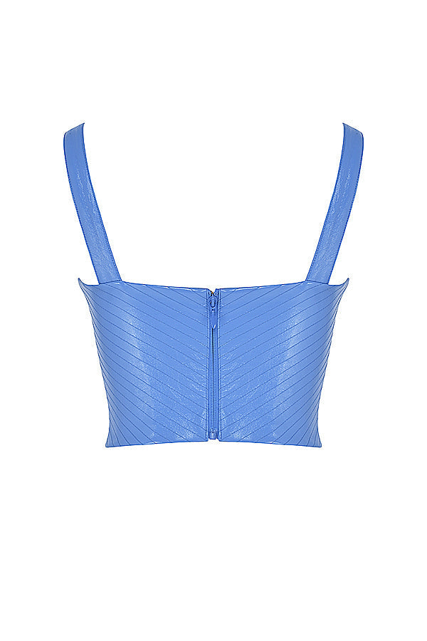 Cornflower blue vegan leather corset