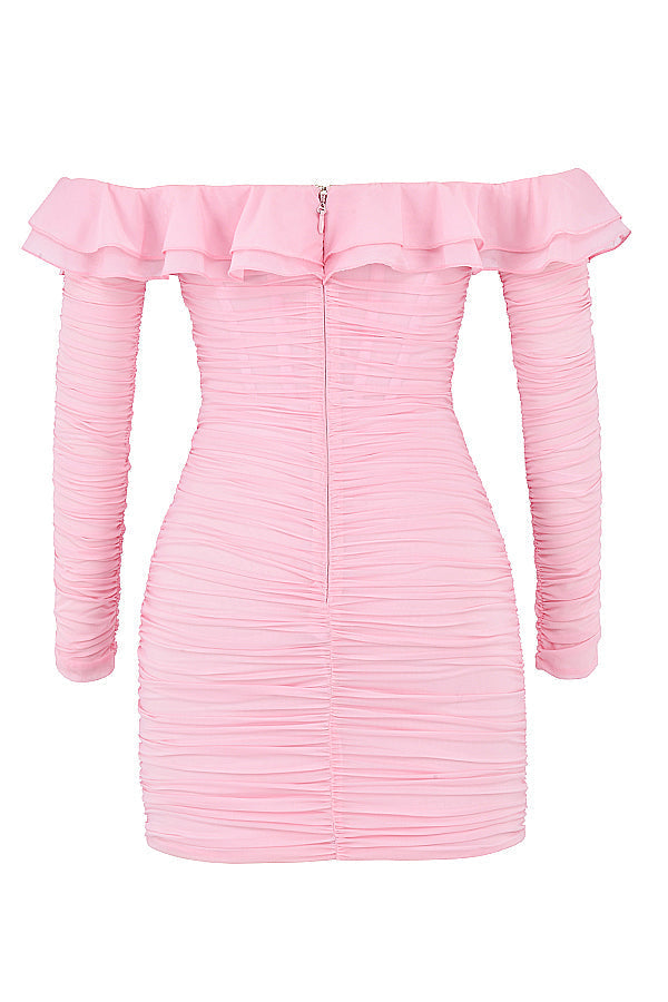 Real silk fairy pink mini dress