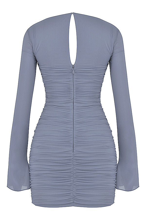 Real silk mini dress with cutout