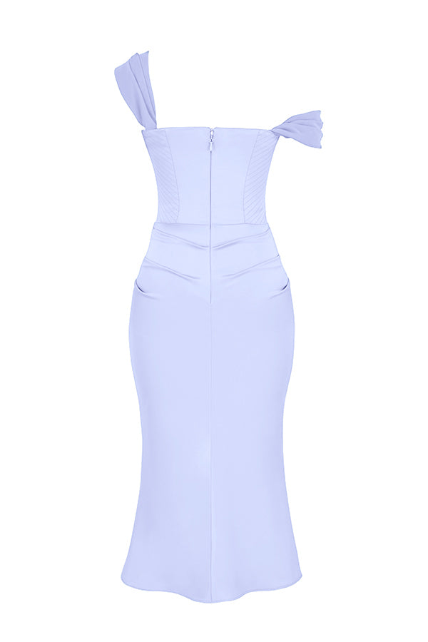 Midi dress with satin corset