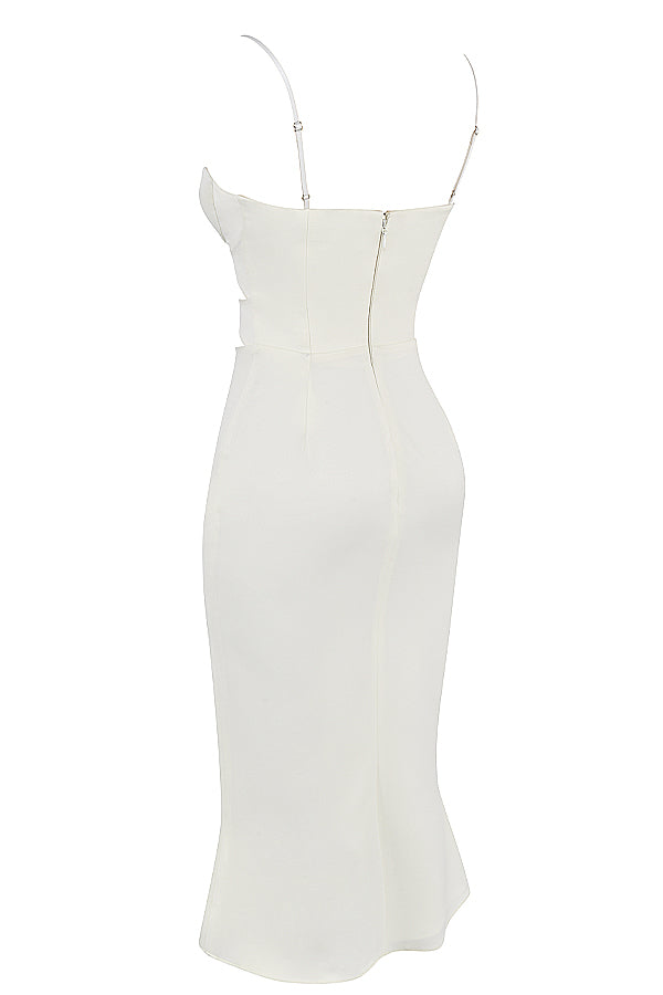 Ivory satin cut out corset dress
