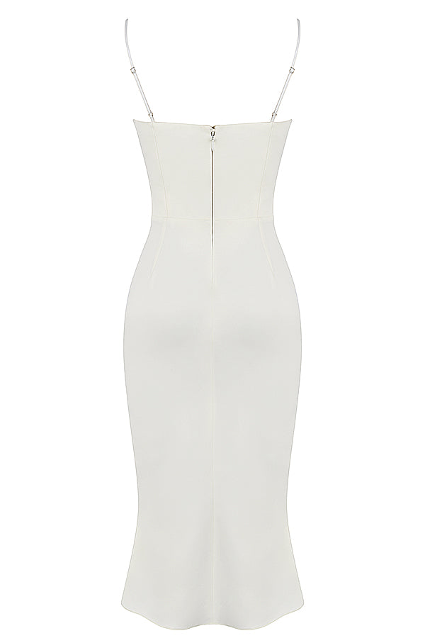 Ivory satin cut out corset dress