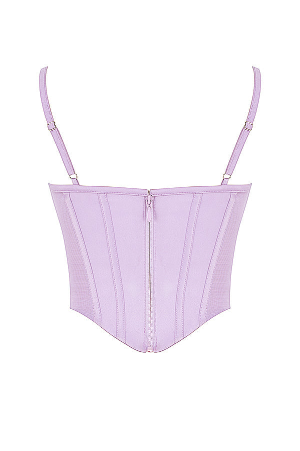 Orchid satin corset with mini skirt