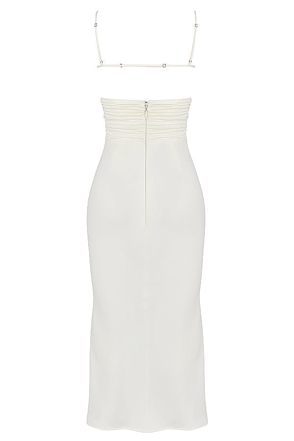Ivory satin corset midi dress