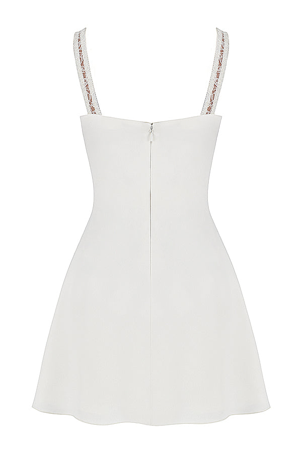Ivory satin and lace mini dress