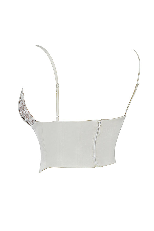 White ivory corset made of satin and lace