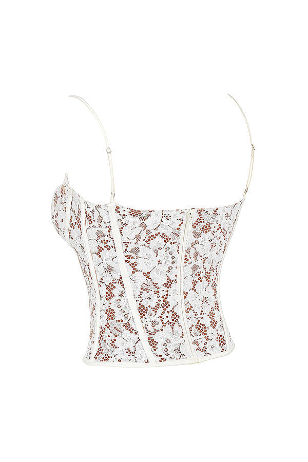 Lace underwire corset with Caramel relaxed trousers
