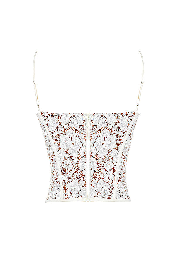 Lace underwire corset with Caramel relaxed trousers