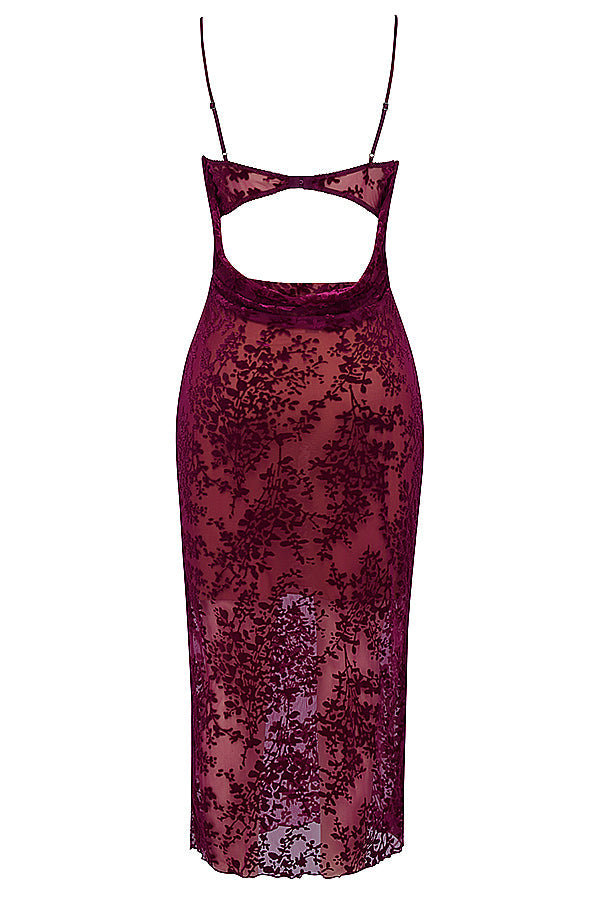 Cranberry Devoré midi dress