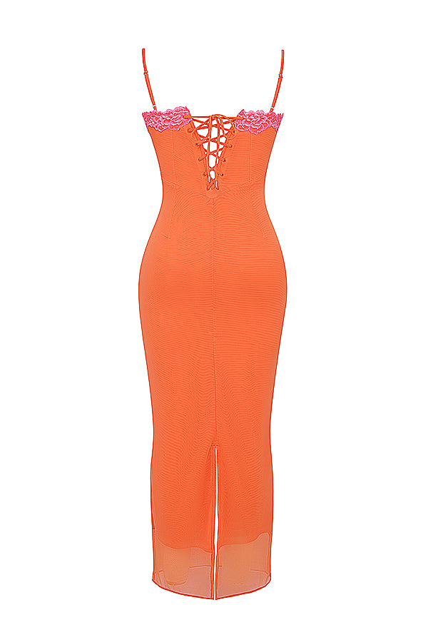 Flame orange maxi dress