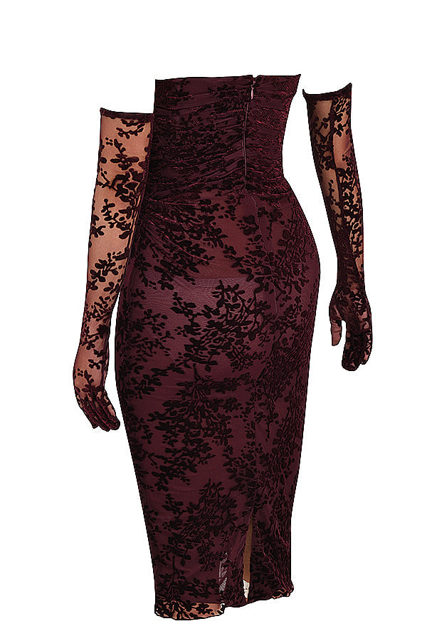 Black cherry Devore corset dress