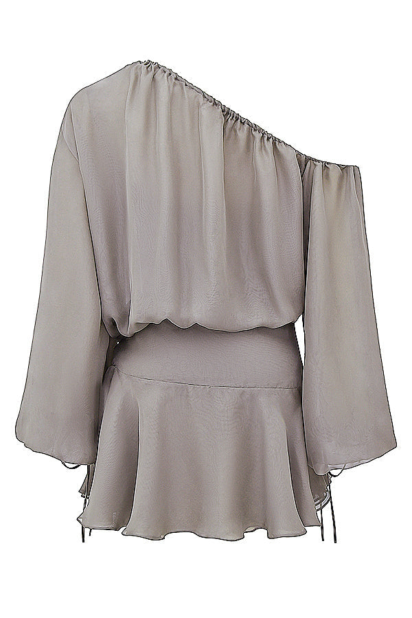 Ash green off shoulder dress