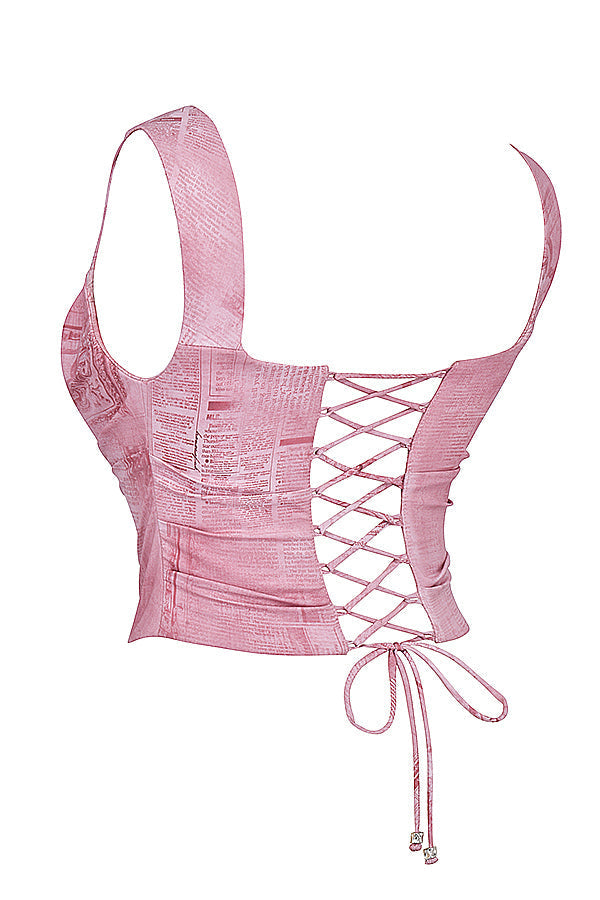 Pink printed corset