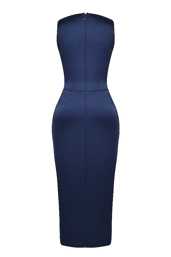 Navy blue maxi dress with thigh split