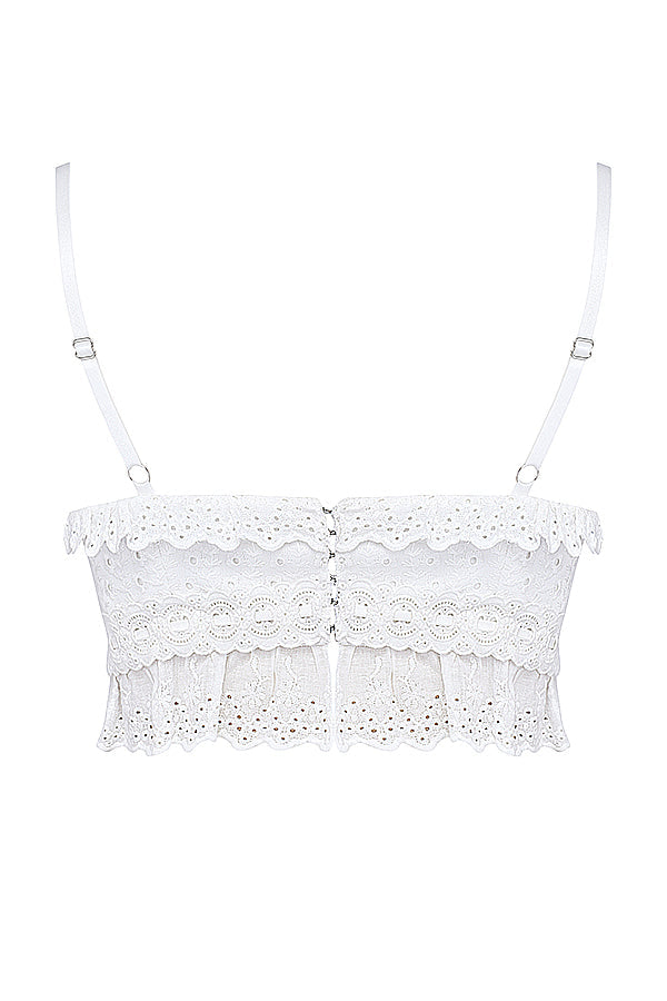 White broderie anglais bralette top with pants
