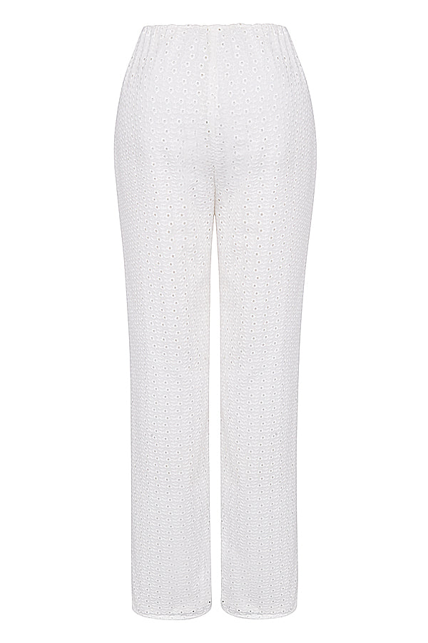 White broderie anglais bralette top with pants