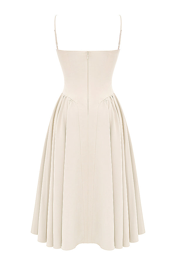 Twill corset midi dress