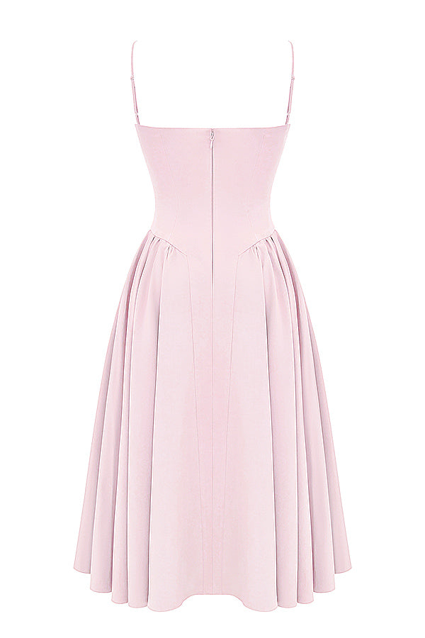 Twill corset midi dress