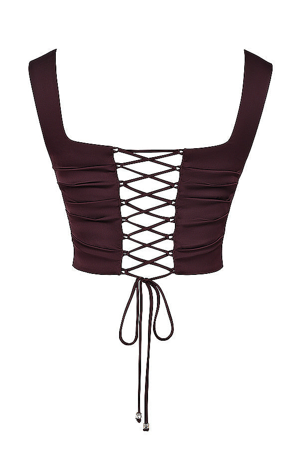 Rich brown corset and maxi skirt set