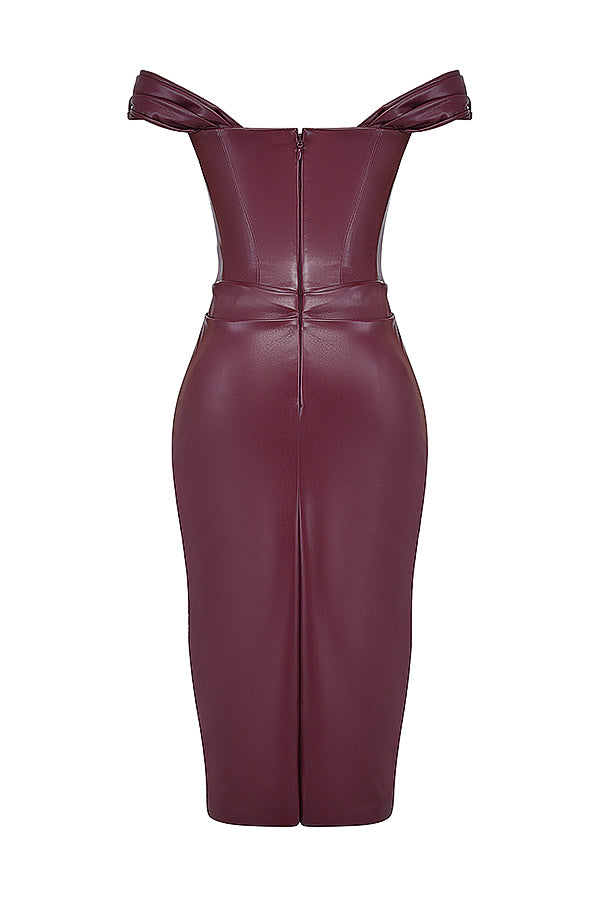 Mulberry vegan leather corset dress