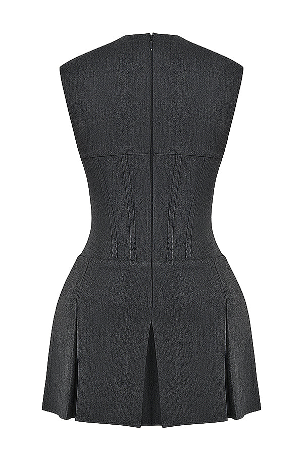 Charcoal pleated corset dress