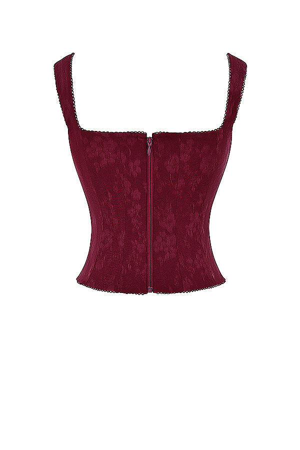 Merlot floral corset