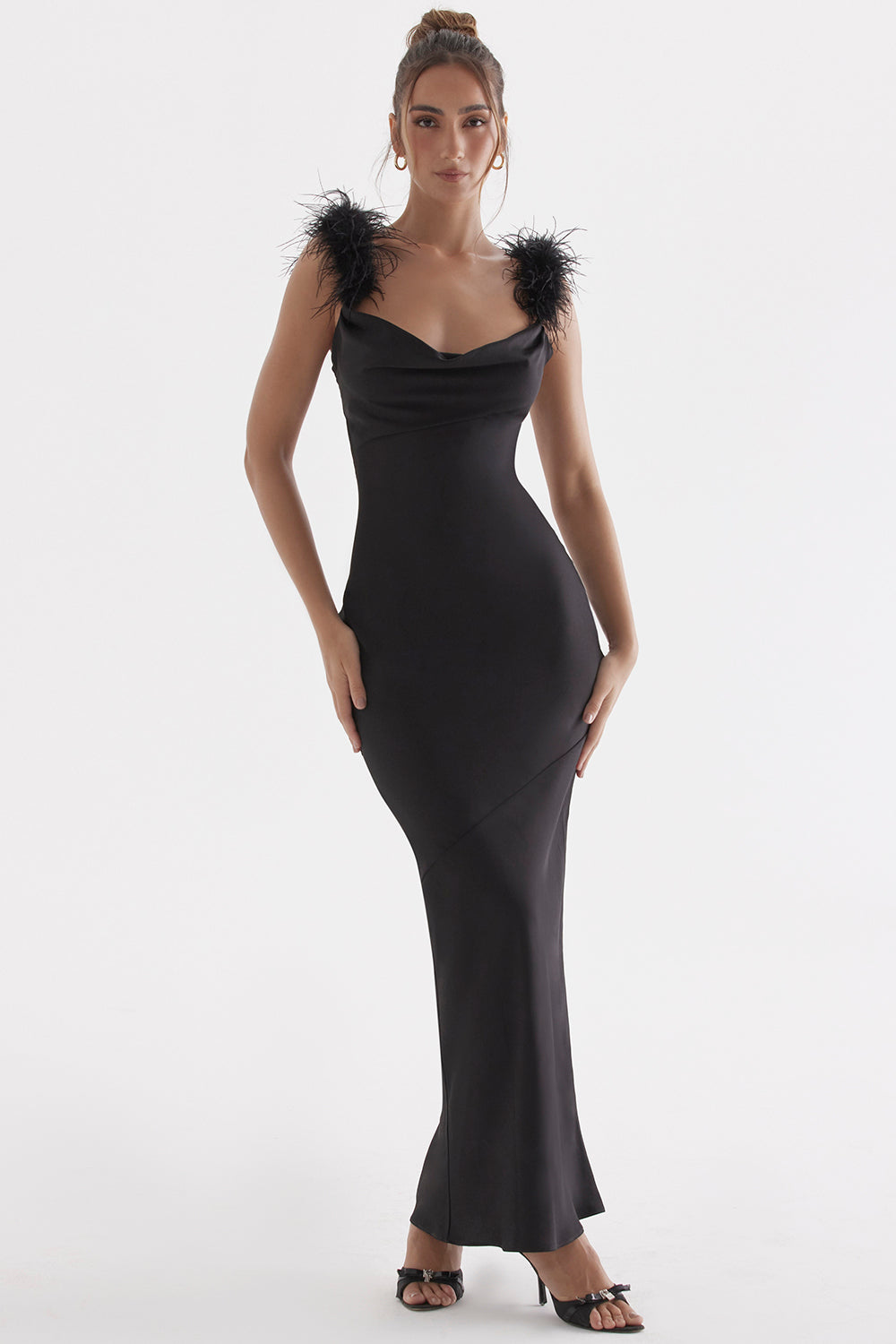 Black satin maxi dress