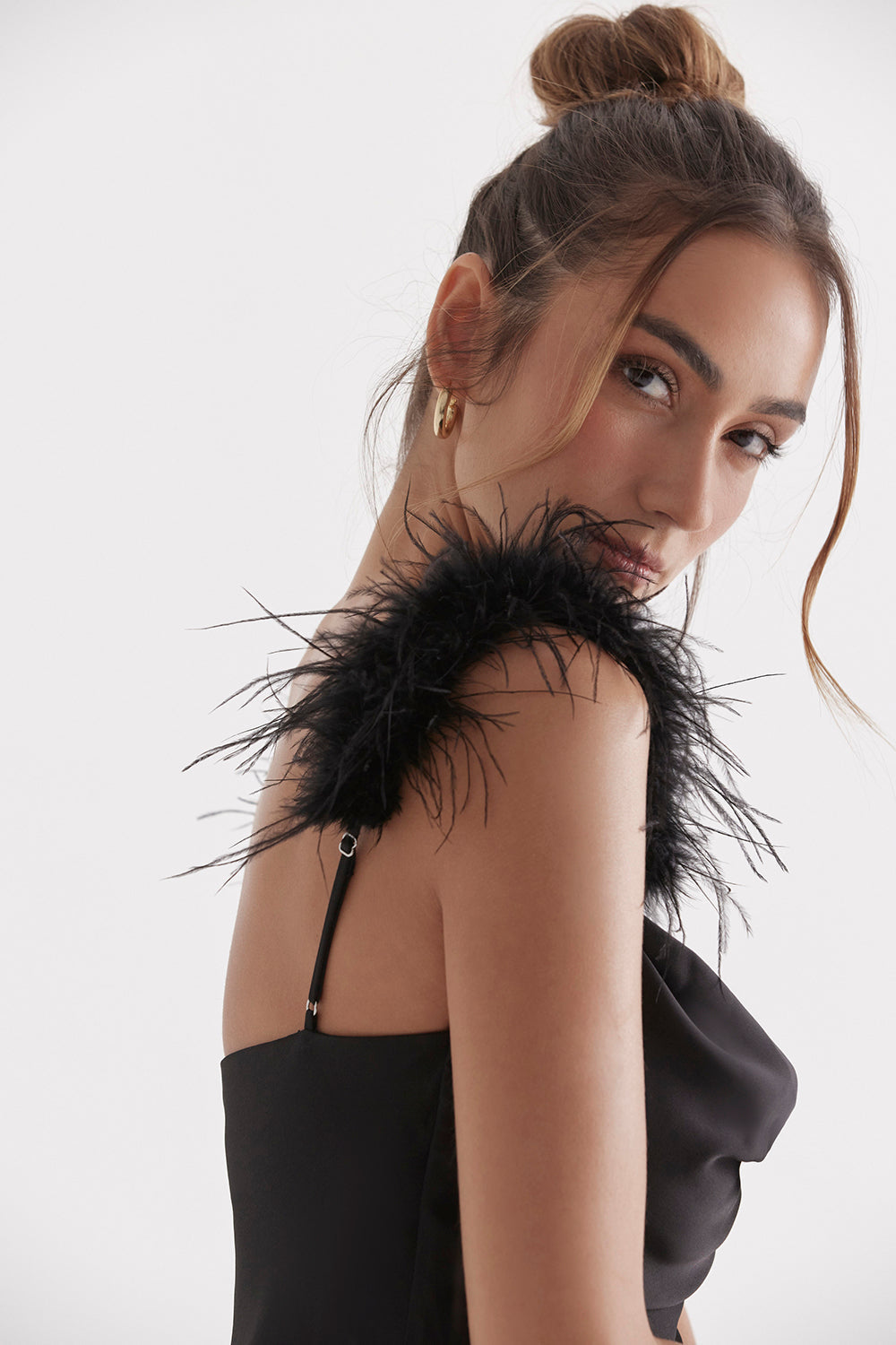 Black satin maxi dress