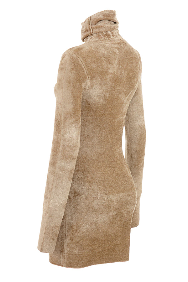 Mini dress made of fawn chenille