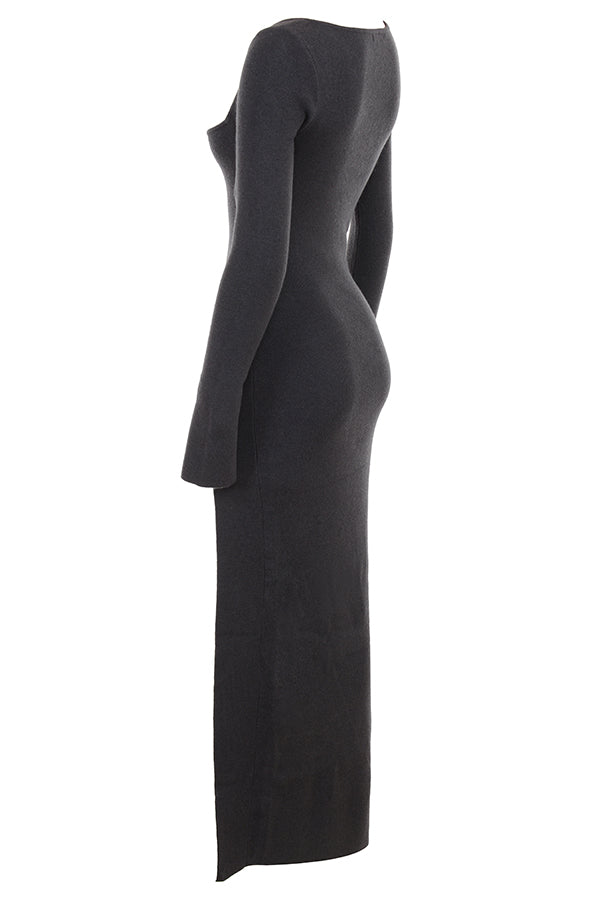 Charcoal cashmere knitted maxi dress