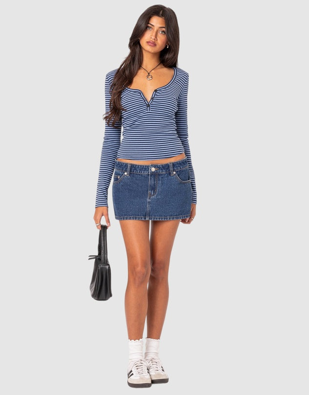 Long Sleeve Blue Top With Stripes