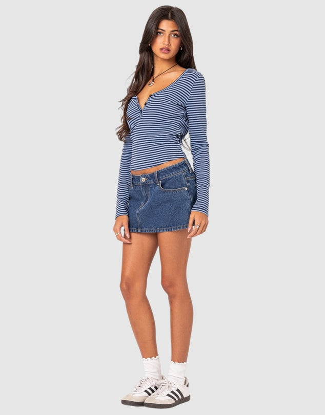 Long Sleeve Blue Top With Stripes