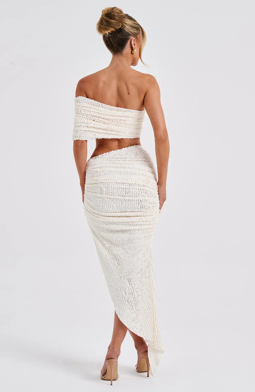 Textured off-shoulder top with skirt