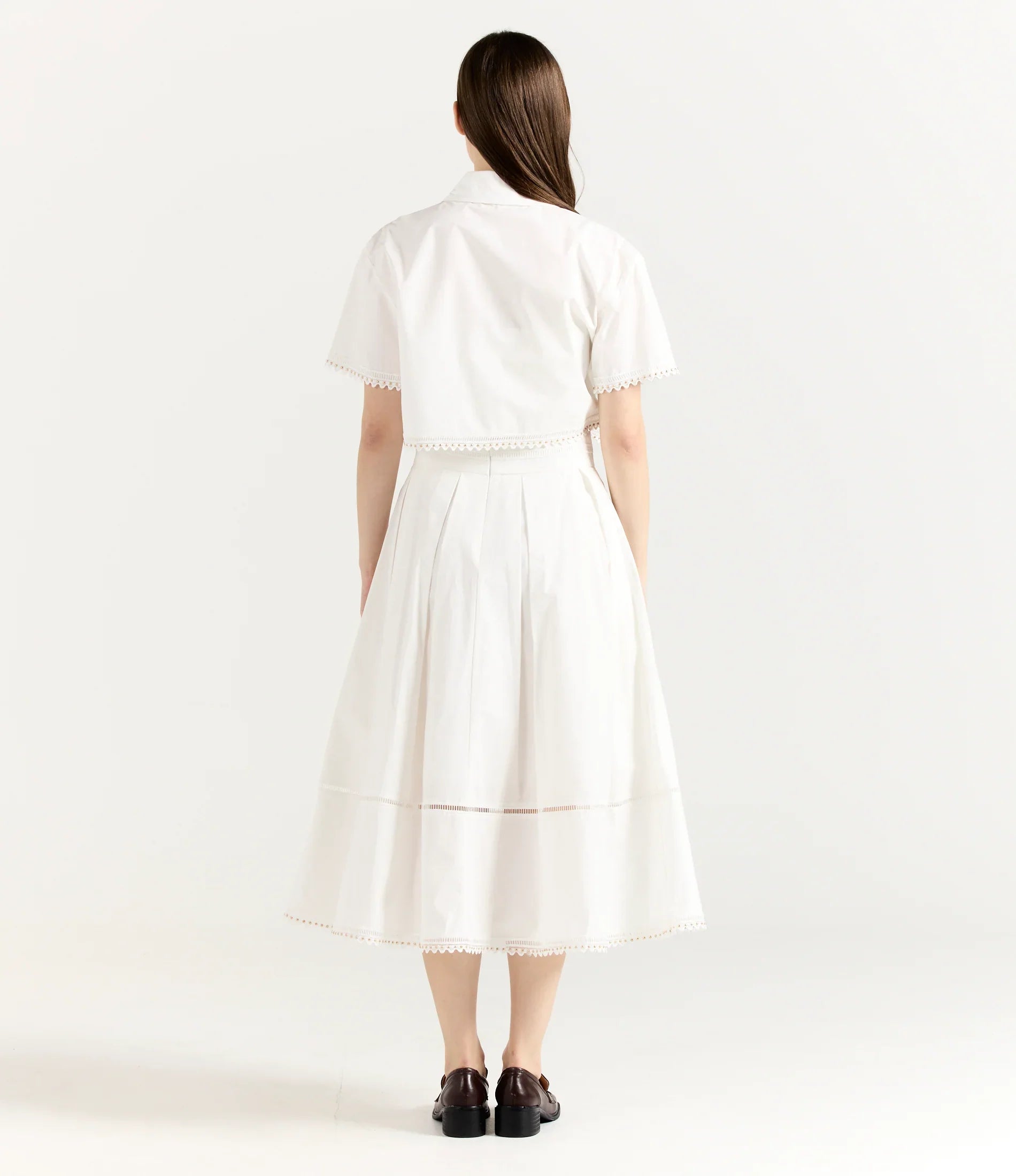 Light Weight Cotton White Cropped Top and Skirt Set